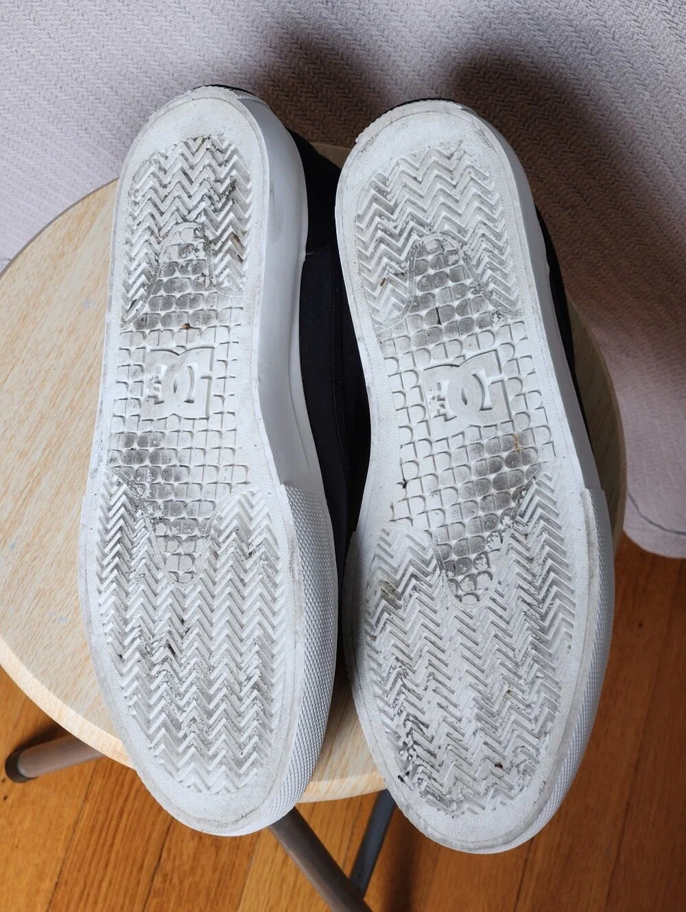 DC Trace Black Slip-On Canvas Vegan White Sole Skate Sneakers
